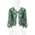 thumbnail image 4 of inlzdz Women's Sequined Wedding Evening Cape Vintage Disco 1920s Shawl Bolero Cardigan Shrug Flapper Cover up Black&Green One Size, 4 of 9