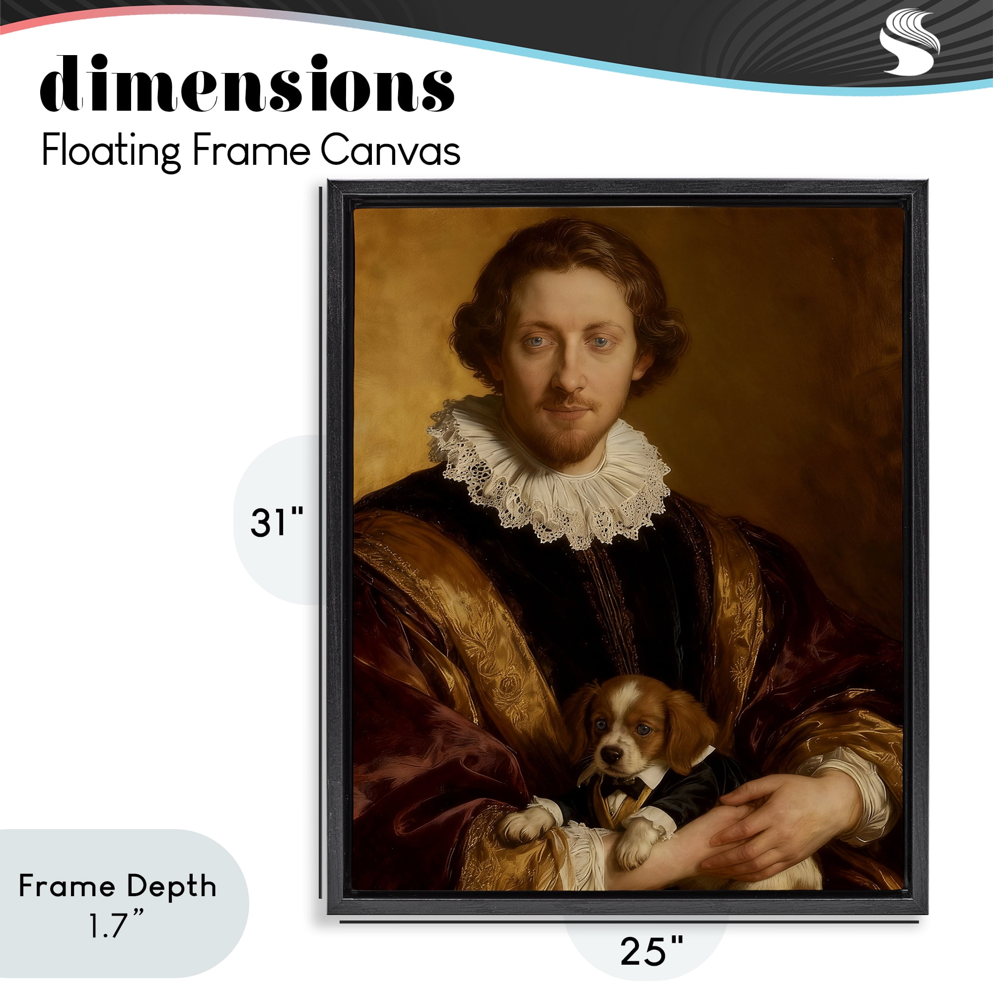 Stupell Industries Renaissance Noble with Loyal Companion Black Framed Floater Canvas Wall Art, design by CAD Designs