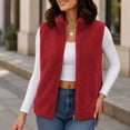 thumbnail image 5 of Mifsaly Womens Sherpa Fleece Vest Sleeveless Zip Up Jacket Stand Collar Warm Cozy Winter Outerwear Soft Casual Lightweight Layering Waistcoat Red,M, 5 of 7