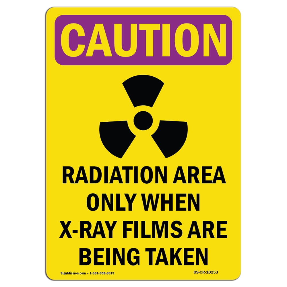 Plastic Vertical ANSI CAUTION X-Ray In Use Sign with Symbol 10x7 in USA-Made 