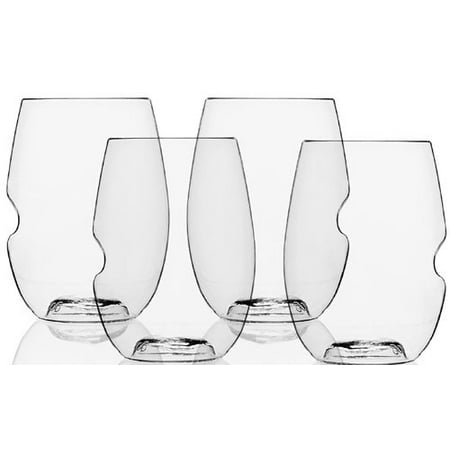 Govino Dishwasher Safe Flexible Shatterproof Recyclable Wine Glasses, 16-ounce, Set of