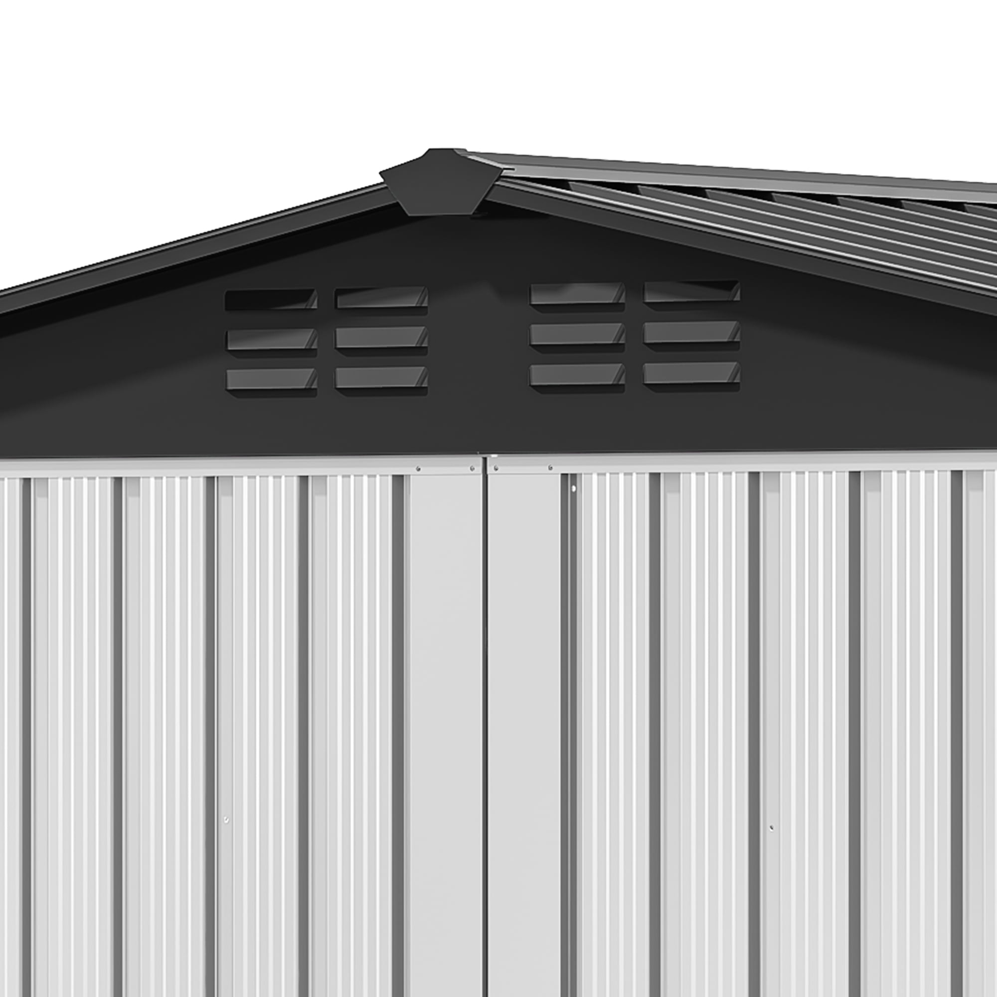 Dextrus 8x6 FT Outdoor Storage Shed with Lockable Doors & Air Vent, Large Metal Tool Sheds House for Backyard Patio, Bikes, Tools,White