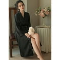thumbnail image 4 of Women's Satin Robe Long Kimono Robe Comfy Spring Bathrobe Summer Silky Bridesmaid Lightweight Soft Bride Bridal Party Black X-Small, 4 of 5