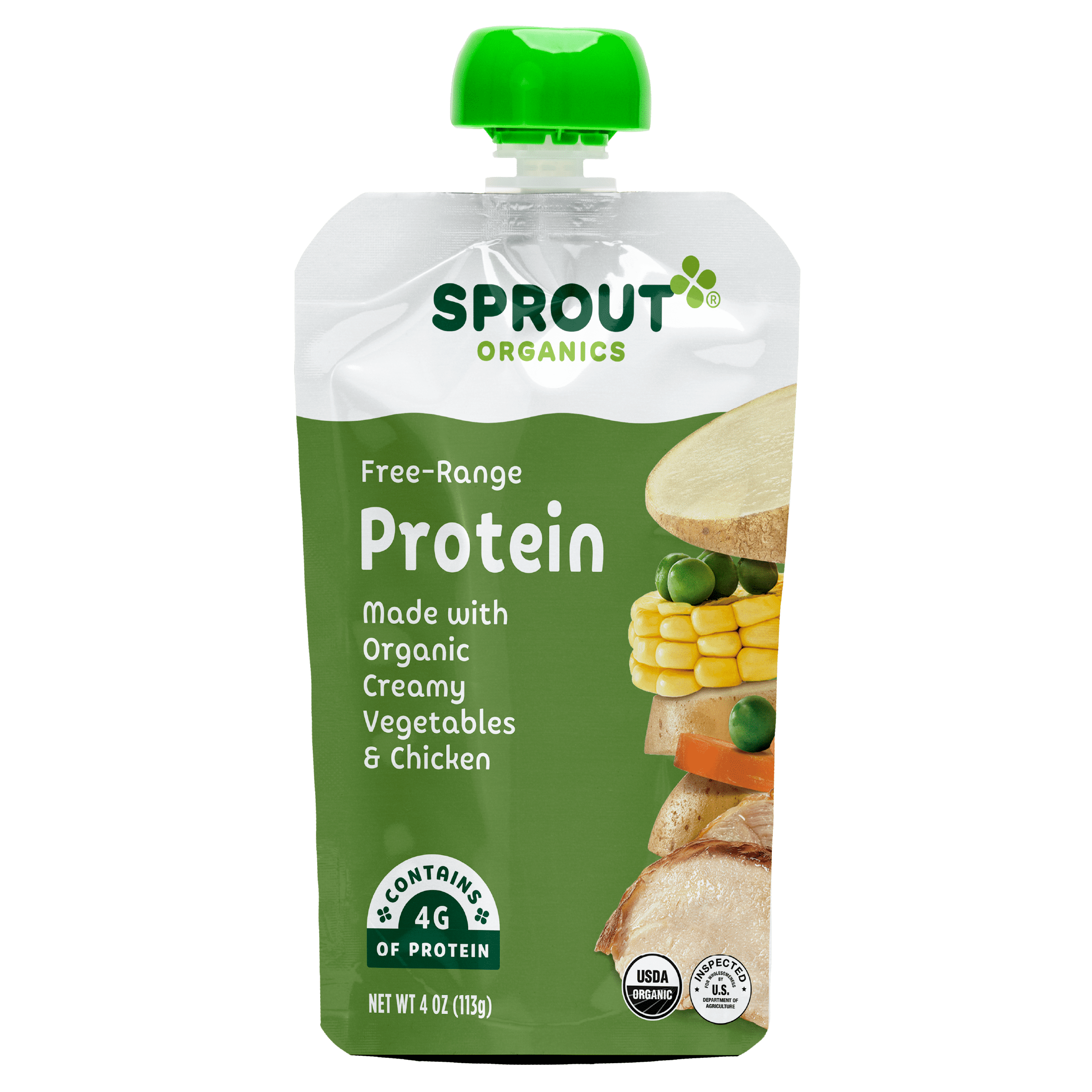 Sprout Organics Stage 3 Baby Food, Organic Creamy Vegetables & Chicken, 4 oz Pouches (6 Pack)