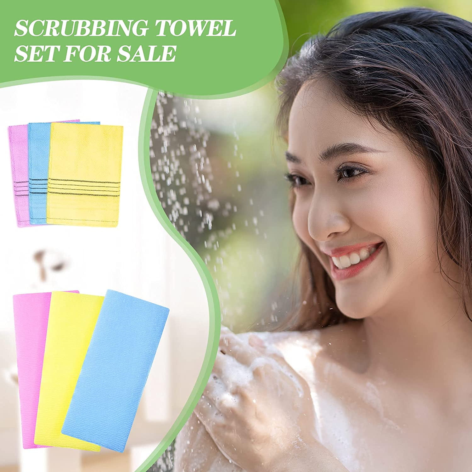 Korean Style Towel Bath Massage Skin Care Scrubbing Exfoliating Towel 3x/1 Set 