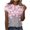 Pink, variant on Viikei Women's Plus Size Short Sleeve Loose Floral Print O-Neck Printed T-Shirt