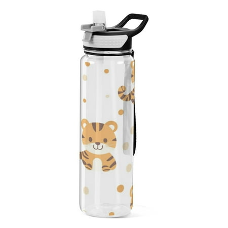 

Sports Water Bottle 1000ML Tritan Food Grade Clear Water Bottle Fitness Outdoor Sports BikeYellow Cartoon Tiger