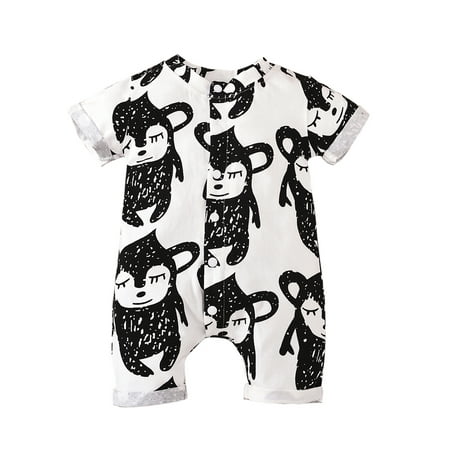 

Mikilon Newborn Infant Baby Girls Boys Short Sleeve Cartoon Bodysuit Romper Jumpsuit Pajama Onesie for Baby Girls 3-6 Months White on Sale