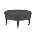 thumbnail image 3 of Aubrey Charcoal Round Tufted Ottoman, 3 of 6