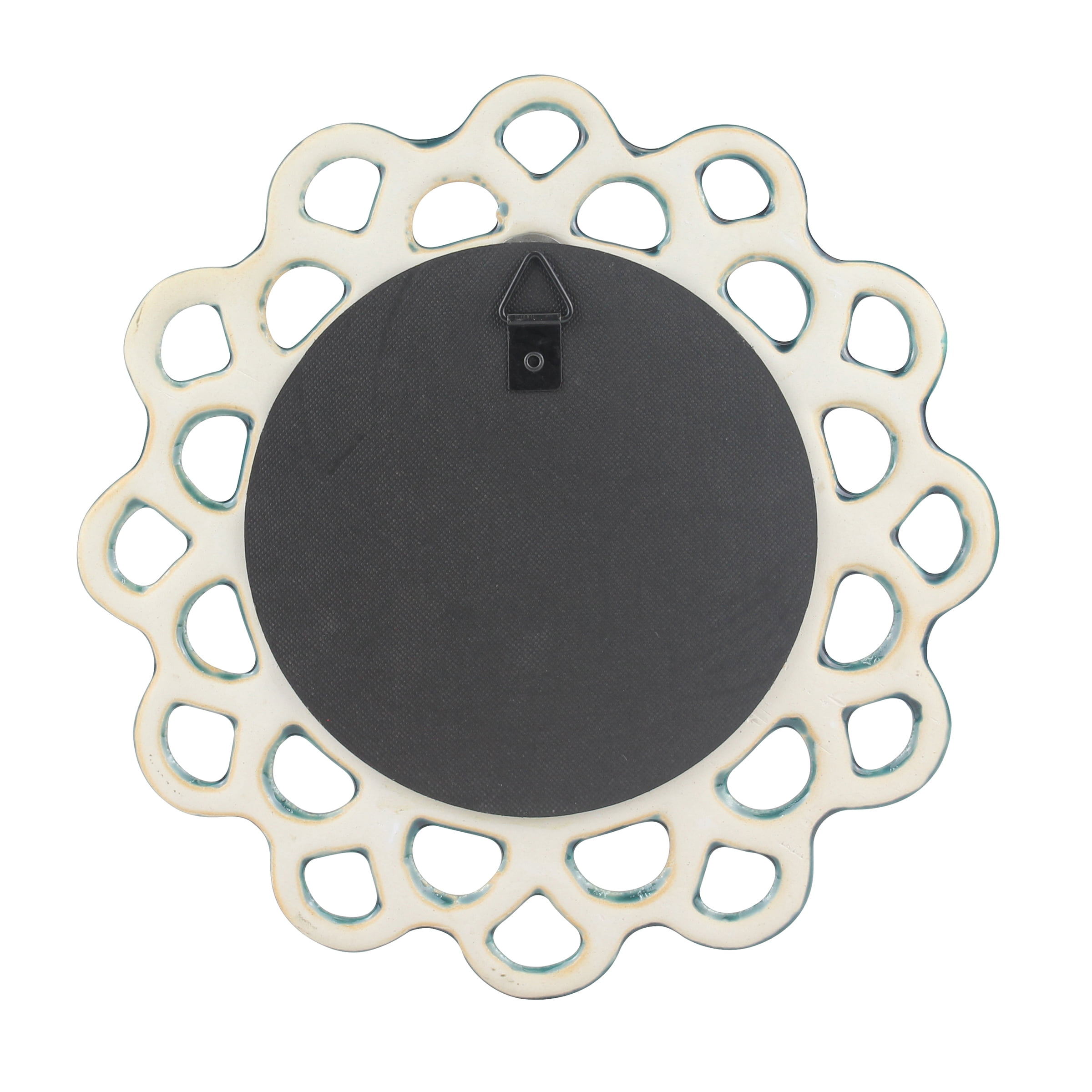 Stonebriar 9" Circle Ceramic Cutout Hanging Wall Mirror, Turquoise