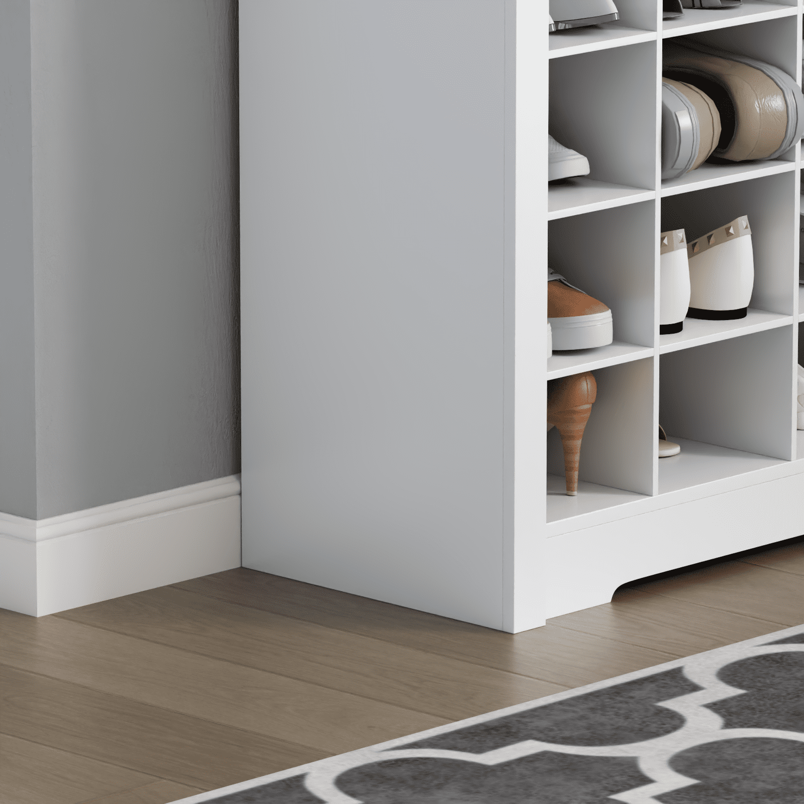 5-Tier Shoe Storage Cabinet, White Freestanding Shoe Rack with 26 Cubbies, Modern Wooden Shoe Organizer with 24 Pair Shoe for Entryway, Closet, Living Room, White