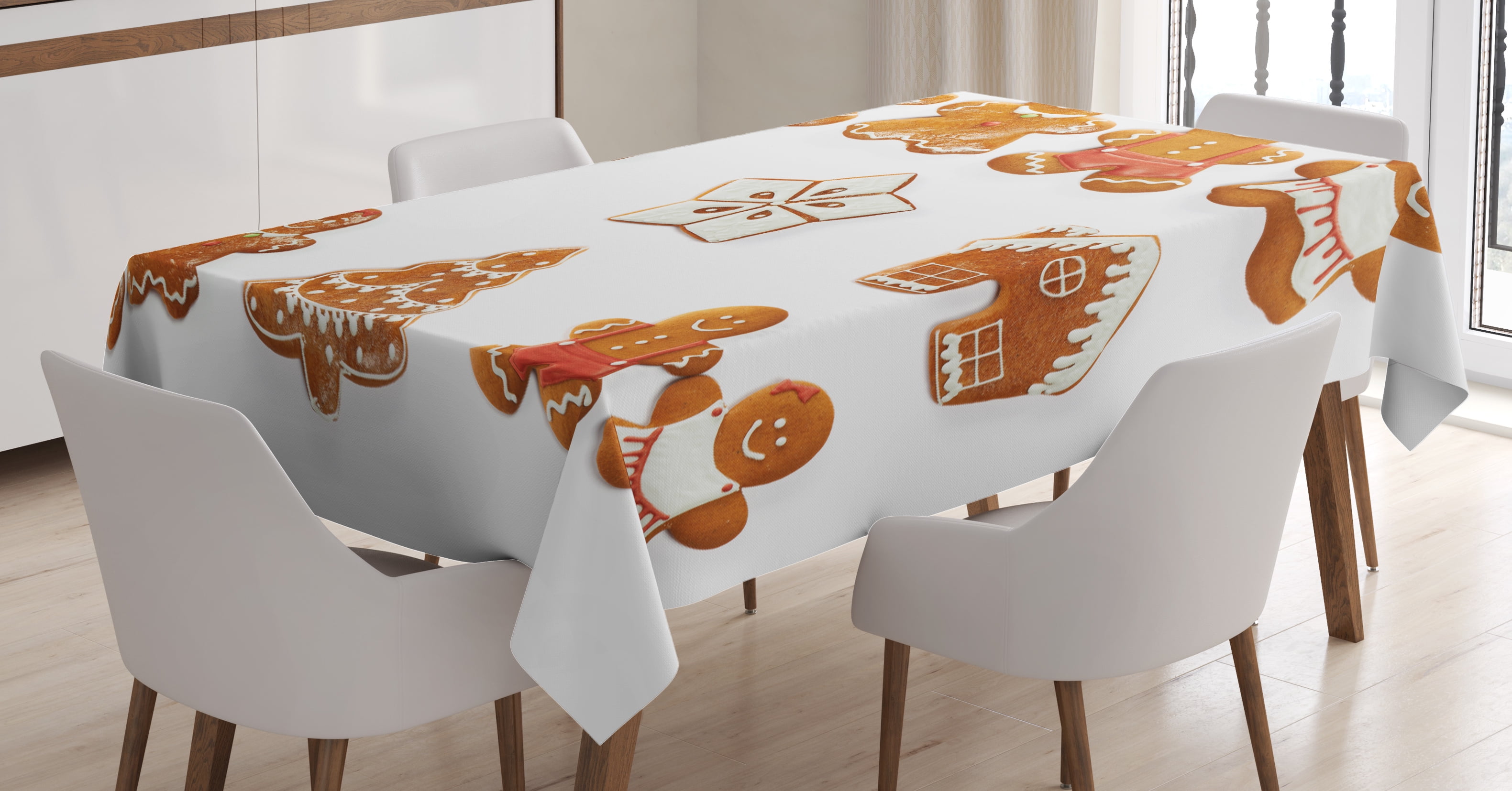 Gingerbread Man Tablecloth, Vivid Cute Christmas Gingerbread Biscuits