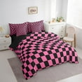 thumbnail image 3 of Castle Fairy Geometric Plaid 7-Piece Twin Bedding Sets,Abstract Buffalo Bedding Comforter Set,Black Pink Breathable Sheet Sets,Super Cozy Grid Room Decor,Reversible, 3 of 8