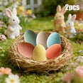 thumbnail image 1 of Huevo De Pascua De Espuma 2 adornos de huevos de Pascua tejidos a mano con ganchillo, rellenos de espuma beige, para cestas, mesas y hogar. JASKFLY, 1 of 9