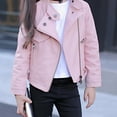 thumbnail image 4 of Jamicy Sports Jackets for Girls 4-13 Years Old Spring and Fall Lapel Leather Jacket Windproof Zipper Leather Jacket Long-Sleeved Jacket, 4 of 7