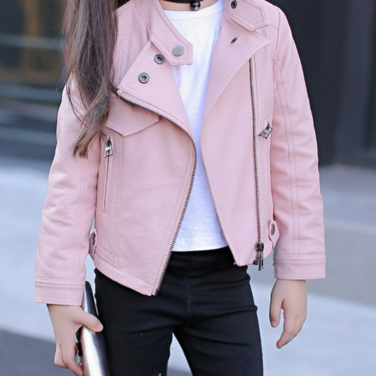 Zwiiyzr 2025 4-13 Years Spring And Fall Girls Lapel Leather Zwiiyzr 2025 4-13 Years Spring And Fall Girls Lapel Leather