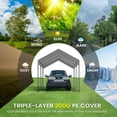 thumbnail image 4 of ECOLINEAR Carport 10x20 ft Heavy Duty Carport, Outdoor Potable Garage with 4 Adjustable Height 8.7 ft to 10.2 ft, Carport Canopy Anti UV All-Season Waterproof Tarp, Car Canopy for Trucks, Boats,Yello, 4 of 6