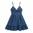 thumbnail image 4 of Karymi Womens Dresses V-Neck Linen Blend Midi Dress, Short Sleeve Button Down Casual A-Line Dress with Pockets, Loose Fit Swing Tunic Dress Sundress, 4 of 6