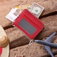 thumbnail image 5 of Simple women's short card bag draw card document bag men's coin purse zipper bag-red, 5 of 5