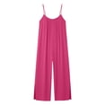 thumbnail image 5 of Jumpsuits for Women Casual Summer Overalls Sleeveless Spaghetti Strap Romper Jumpers Trendy Beach Vacation Outfits Hot Pink L, 5 of 5