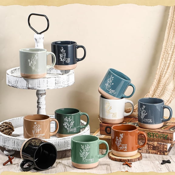 Christian Mugs Bulk for Women Inspirational Bible Verse Coffee and Tea Mugs 13 oz Religious Ceramic Cup Gifts Neutral Color 10 Pcs