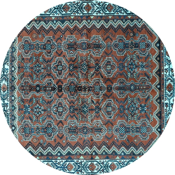 Ahgly Company Indoor Round Persian Light Blue Traditional Area Rugs, 8' Round