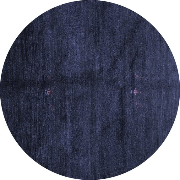 Ahgly Company Machine Washable Indoor Round Abstract Blue Contemporary Area Rugs, 3' Round