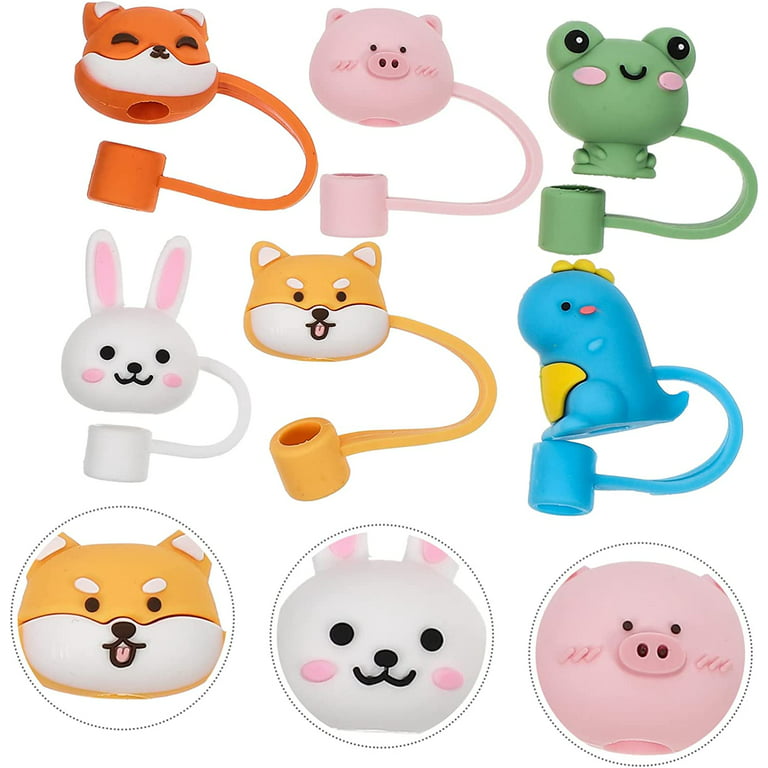 6pcs silicone straw tip caps Cute Bear Silicone Straw Tip Caps