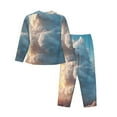 thumbnail image 2 of Rateoe Cute Cloud Cat Pattern Womens Pajamas Set Long Sleeve Sleepwear Button Down Nightwear Soft Cotton Pj Lounge Sets, 2 of 9