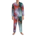 thumbnail image 3 of Naloa Colorful Abstract Waves Men’s Pajamas Set - Long Sleeve Button Down Sleep Shirt and Pajama Bottoms Sleepwear Set-Medium, 3 of 7