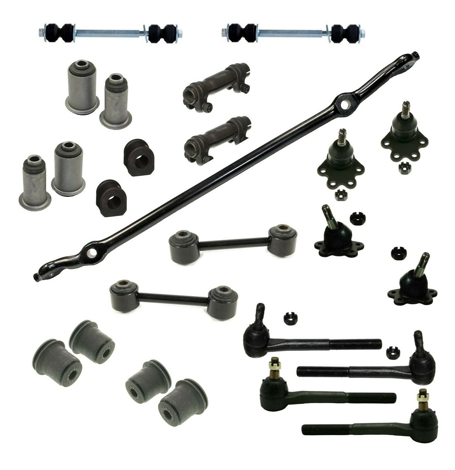 25 Pc Suspension Kit Upper & Lower Ball Joints Tie Rod Ends Front Sway