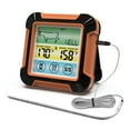 thumbnail image 1 of Graflsoa Touchscreen BBQ Thermometer with Long Probe, LCD Backlight, Dual Timer Modes, Custom Temp Alarm, Battery-Powered (Excl.), Orange & Black, Stainless Steel, 1 of 6