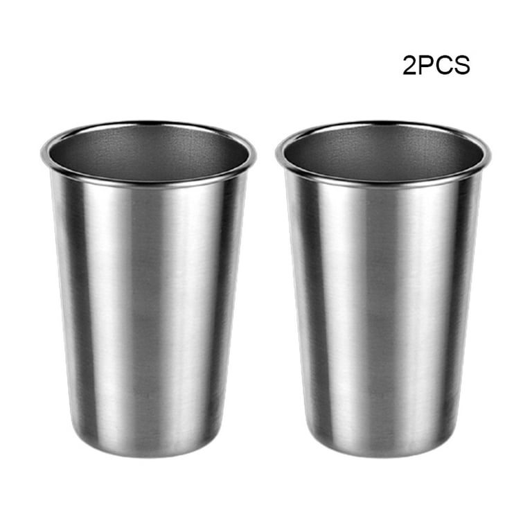 2 PCS Stainless Steel Cup 8/12.3/17.6oz Industrial Style Plain Metal Cup  Tumbler Stainless Steel Cup Metal Cup Tumblers Cold Drinks Industrial Style