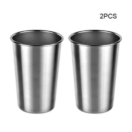 

HXAZGSJA 2 PCS Stainless Steel Cup 8/12.3/17.6oz Industrial Style Plain Metal Cup Shatterproof Pint Tumblers for Cold Drinks(Small 230ml)