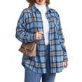 thumbnail image 3 of Fantaslook Plus Size Flannel Plaid Shirts for Women Long Sleeve Button Down Shirts Casual Loose Blouses Tops, 3 of 8