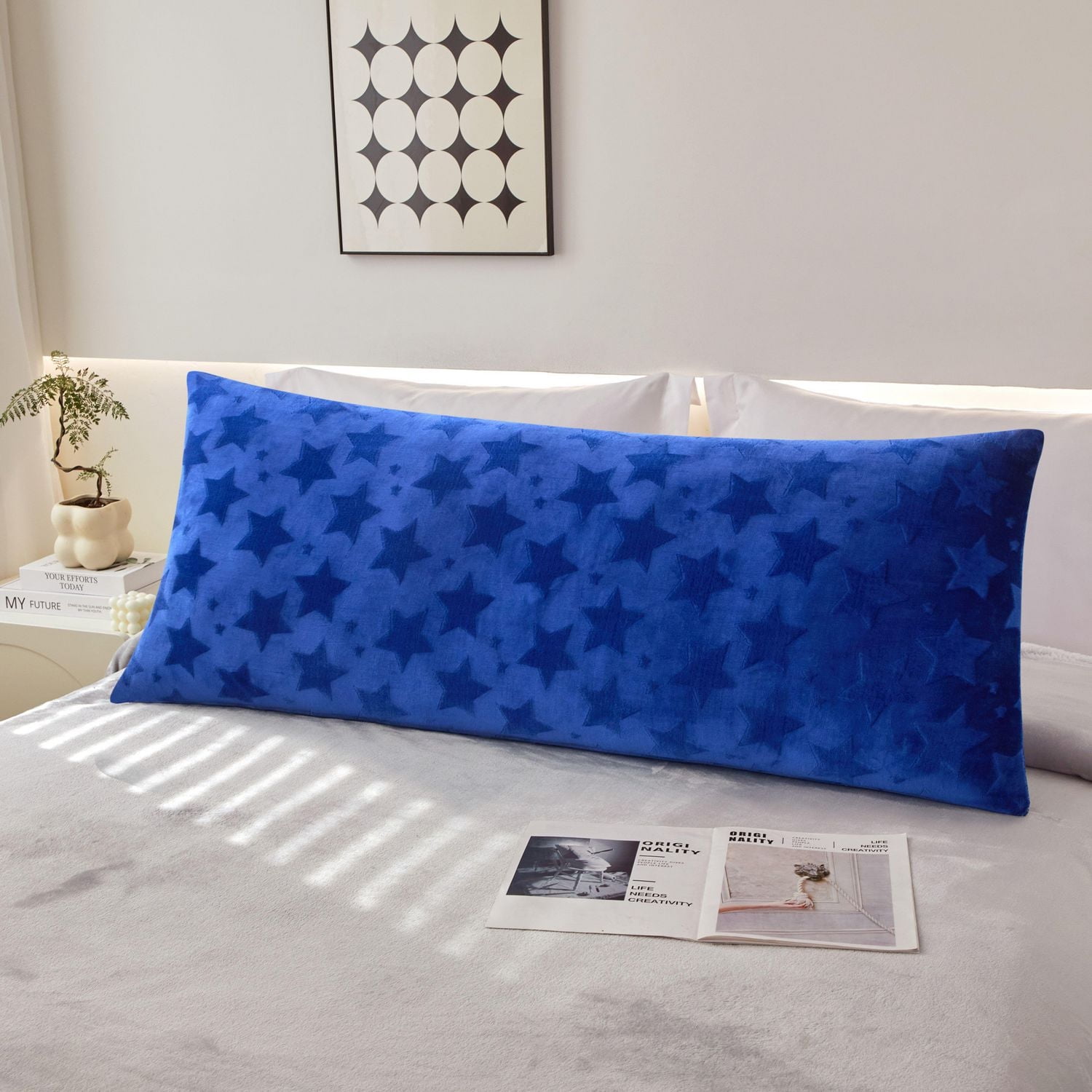 Oreiller de corps en peluche papillon en relief Starlight, 19 x 48 MSK Coussin de corps en peluche papillon rose