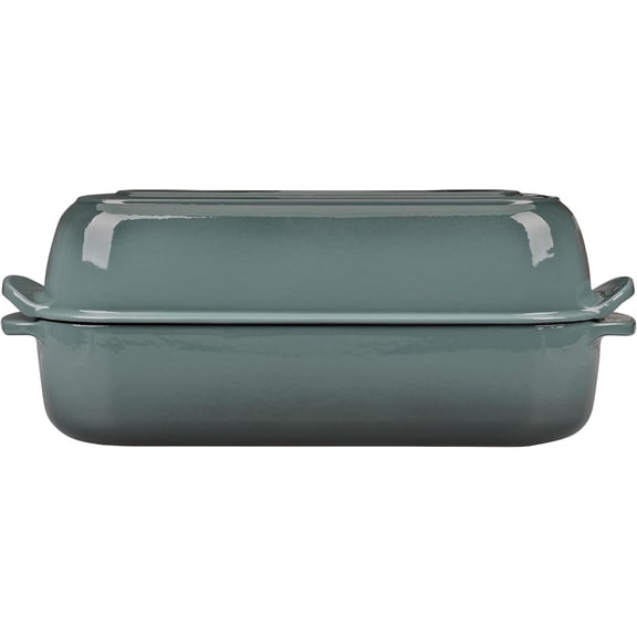 Enameled Cast Iron Loaf Pan with Lid, Bread pan, Dutch Oven Bread pan for Homemade Sourdough Bread Baking, 12.5x5.5 inch, 5qt, Slateblue