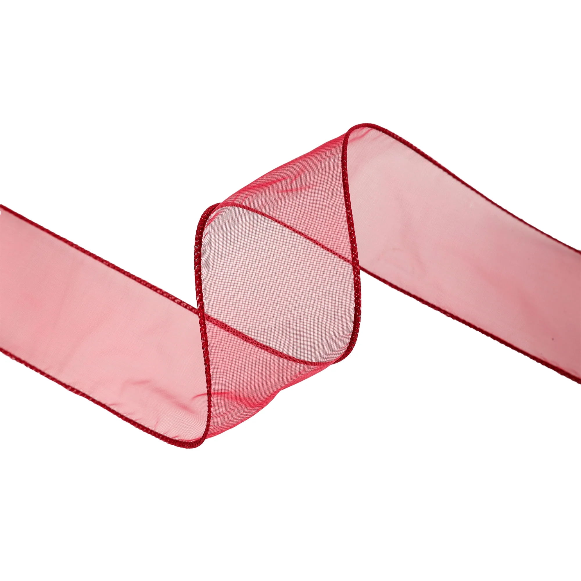LaRibbons 1 1/2" Wired Sheer Ribbon | Burgundy | 50 Yard Roll