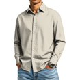 thumbnail image 3 of GrmtClth Mens Dress Shirts Long Sleeve Regular Fit Stretch Button Down Collar Wrinkle Free Solid Business Casual Tops Beige 3XL, 3 of 7