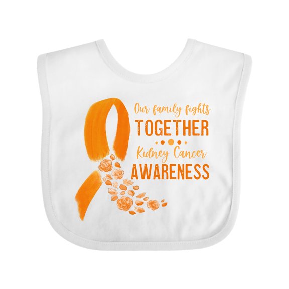Inktastic Our Family Fights Together Kidney Cancer Awareness Boys or Girls Baby Bib