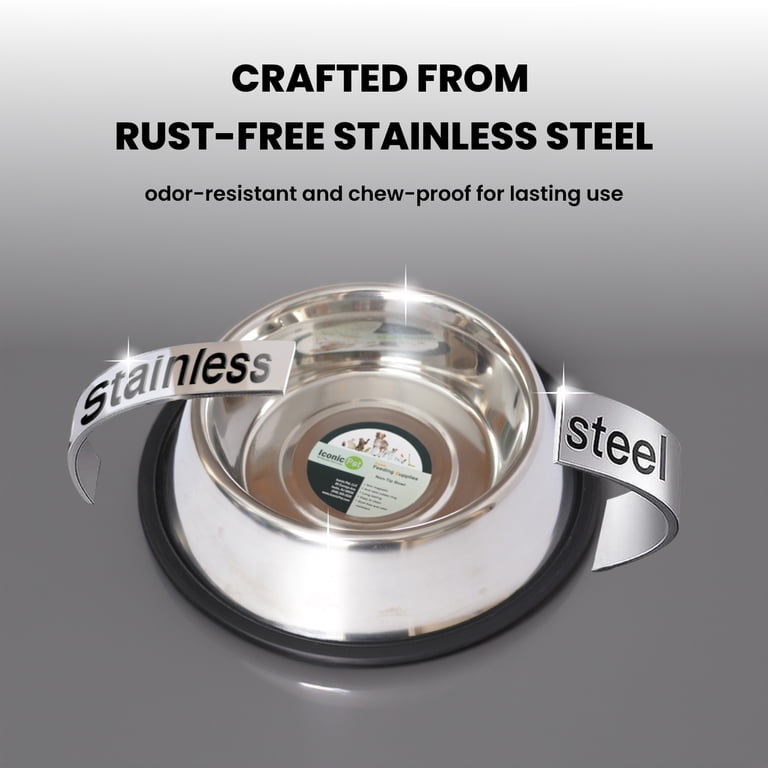 Iconic Pet Stainless Steel Non-Skid Bowls, 8 Oz, 2-Pack photo 4