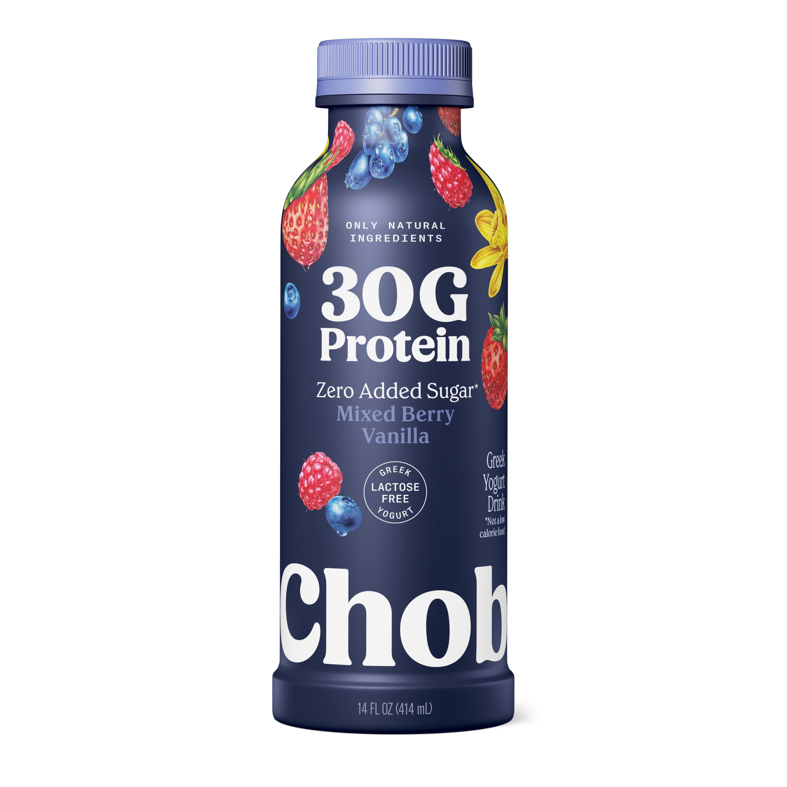 Chobani 30G Protein Low-Fat Greek Yogurt Drink, Mixed Berry Vanilla, 14 fl oz Bottle, Liquid Form