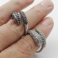 thumbnail image 2 of Mens Titanium Steel Snake Ring Polished Band Geometric Design Silver White Stone Ring Fashion Jewelry Gift Now, 2 of 7