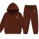 thumbnail image 4 of Sudadera con capucha larga con estampado pequeño en forma de corazón para niños y pantalones deportivos con lazo en las piernas, conjunto deportivo informal de dos piezas con forro polar para mayor ca, 4 of 4