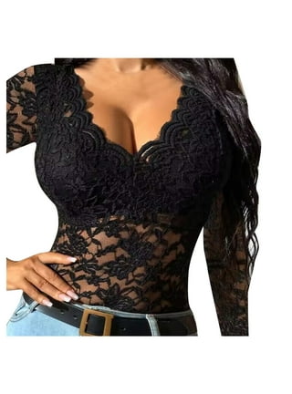 Shop Generic Lace Bodysuit for Women Sexy Sling V-Neck Sleeveless Backless  Solid Bodysuits Arrival Ladies wear Bodysuits-black Online