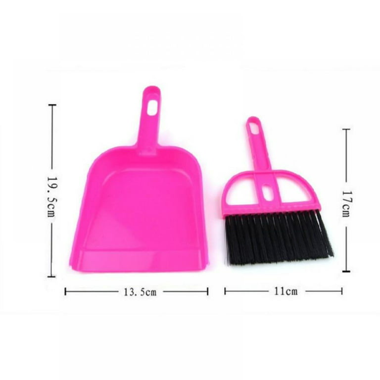 GANAZONO Mini Broom with Dustpan for Kids Pretend Play House Cleaning Toys  Small Broom and Dustpan Set for Office Home Table Desk Pink