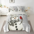 thumbnail image 2 of Manfei Kawaii Winter Snowman Bedding Comforter Set 7pcs for Boy, Xmas Tree Print King Bedding Sets, Kawaii Robin Bird Reversible Bed Sheets, Microfiber Bedroom Decor, 2 of 7