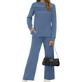thumbnail image 2 of Two Piece Sets for Women Fall Outfits Long Sleeve Lounge Sets Side Slit Wide Leg Pants M, 2 of 7