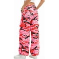 thumbnail image 3 of Camo Pants Women High Waisted Wide Leg Casual Camoflage Cargo Pants Baggy Elastic Waist Straight Jeans Trousers, 3 of 10
