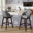 thumbnail image 2 of Costway 31" Bar Stools Set of 2 with Rubber Wood Frame Swivel Seat Footrest & Rivet, 2 of 9